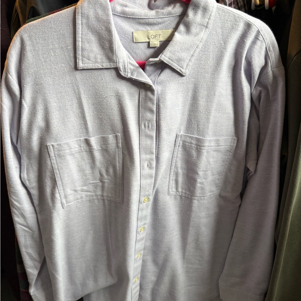 LOFT Light Purple Button-Up Shirt